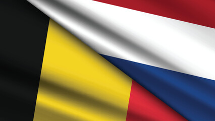 High Quality background with Two Flags of Belgium and Netherlands