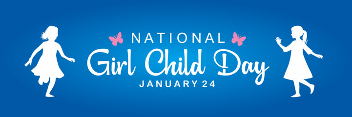 National Girl Child Day Banner. January 24. Vector Illustration.