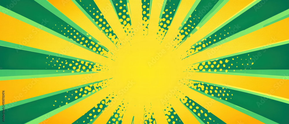 Poster vibrant vector pop art empty banner with halftone effects and dynamic zigzag stripes