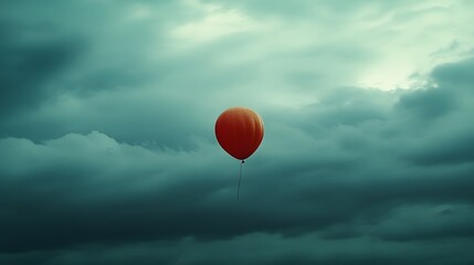 Obraz premium A Balloon Ascends into the Stormy Sky