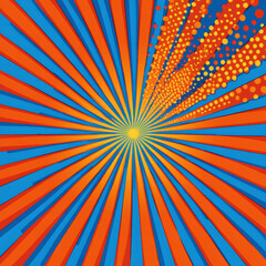 Obraz premium Vibrant vector pop art banner with spiraling halftone dots in bold colors