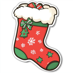 A Cute and Simple Christmas Stocking Sticker with Candy Canes and Stars for Holiday Designs