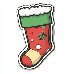 Playful and Cute Christmas Stocking Sticker with Fur Trim, Candy Canes, and Stars for Holiday Icons