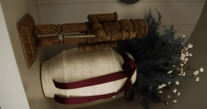 Christmas Nutcracker Festive Interior Decoration on Shelf, Vertical