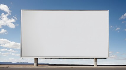 Fototapeta premium Empty Billboard Stands Against a Clear Blue Sky in a Vast Open Landscape