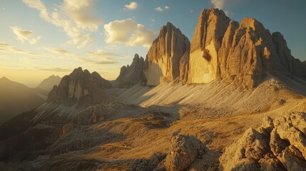 Golden Hour Over Majestic Mountain Range