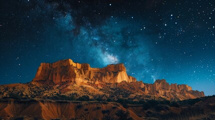 Obraz premium brown rock formation under blue sky during night time