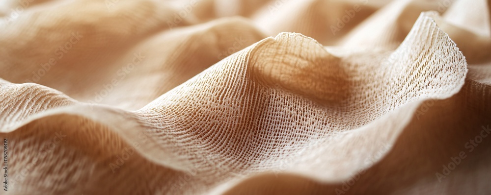 Poster beige gauze fabric flowing creating soft folds and waves