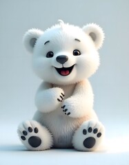 Adorable Happy Polar Bear Cub Soft Fur Digital Art