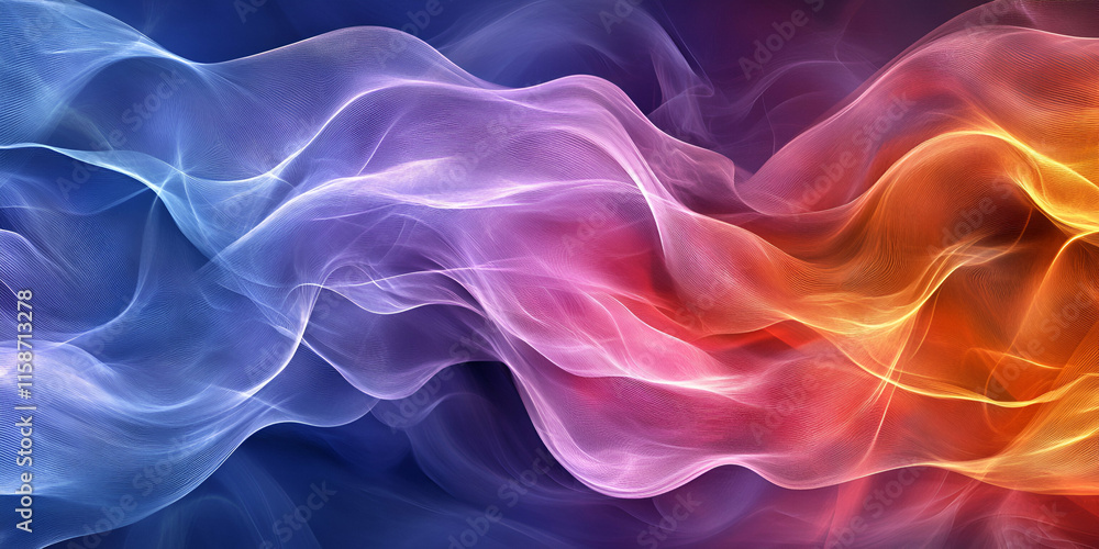 Aufkleber abstract colorful waves flowing dynamically, intertwining hues create a vibrant, evocative scene.