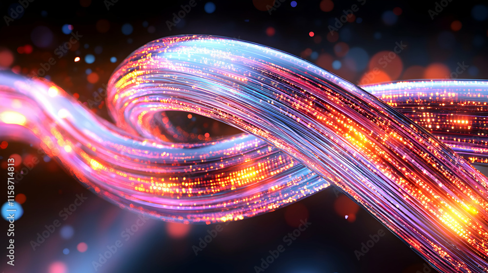 Poster abstract glowing waves, intertwined light streams create a vivid, dynamic background