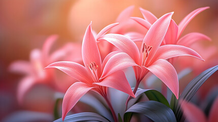 Delicate Pink Lilies, A Soft, Dreamy Floral Illustration