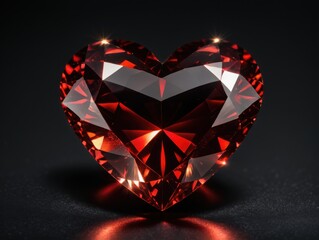 Fototapeta premium ruby diamond heart on black