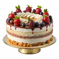 A delicious slice of Kuchen, a traditional cake, is displayed, showcasing its moist texture and vibrant toppings.