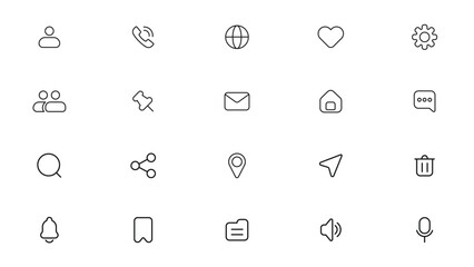 Set of Contact and Business Card Icons Isolated On White Background