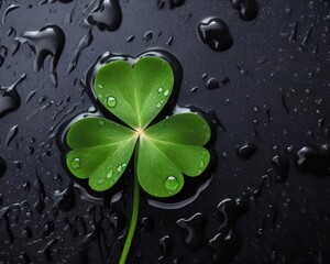 green leaf with water drops