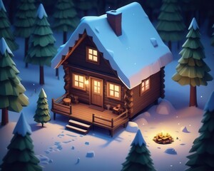 christmas house in the snow night