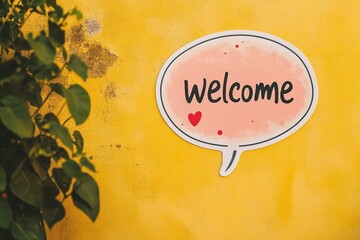 Speech bubble sticker with 'welcome'