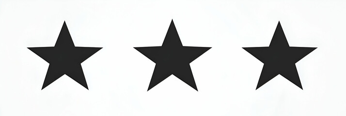 Obraz premium Three Black Stars Graphic Design, Simple shapes represent ratings, awards, or achievements, visually striking and elegantly minimalistic.