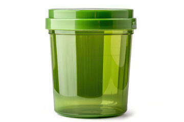 A transparent green container with a lid, suitable for storage or packaging. isolated on white background
