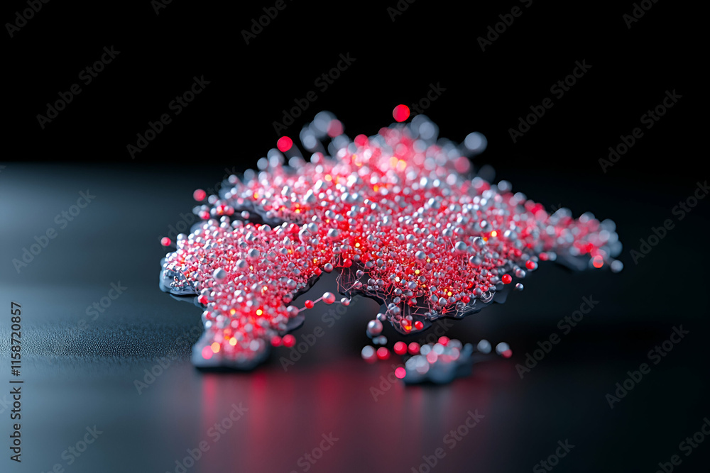 Poster abstract network, glowing nodes connect globally, illuminating interconnectivity