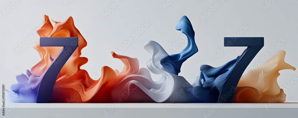 Poster abstract number seven in colorful fluid forms