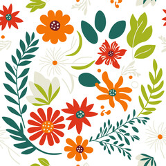 Seamless flower patterns, vector illustration