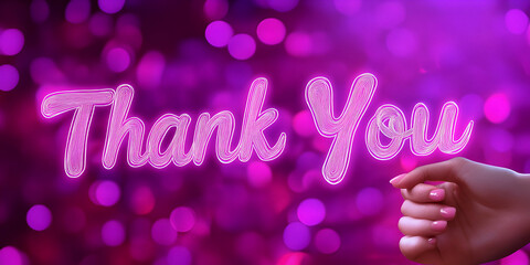 Glowing Thank You Message,  Hand Gently Holds Gratitude with Appreciation and Warmth
