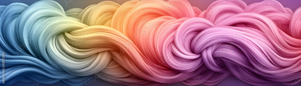 Poster rainbow swirls, abstract colorful gradient waves, flowing and intertwining vividly, creating a dream
