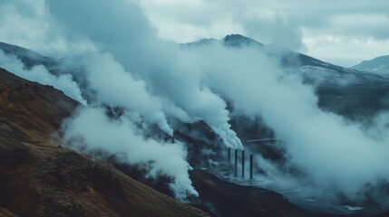 Fototapeta premium A geothermal power plant generating 500 kilowatts of electricity,