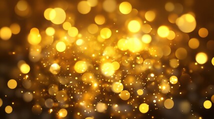 A glittering golden bokeh effect isolated on a transparent PNG,