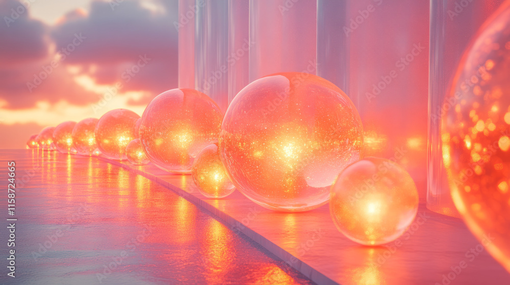 Poster a dynamic hologram of a beam with glowing spheres of different weights at each end, visibly tipping 