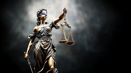 Legal and law concept statue of Lady Justice with scales of justice