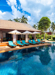 South Samui views with beach villas, in koh Samui, Thailand