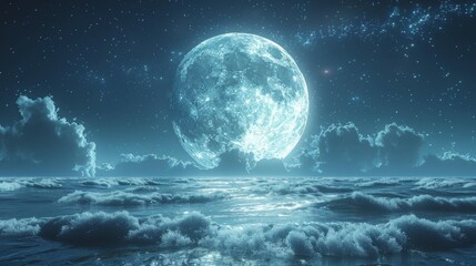 Fototapeta premium scenery of white moon and star