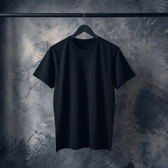 Front blank black t-shirt with hanger template
