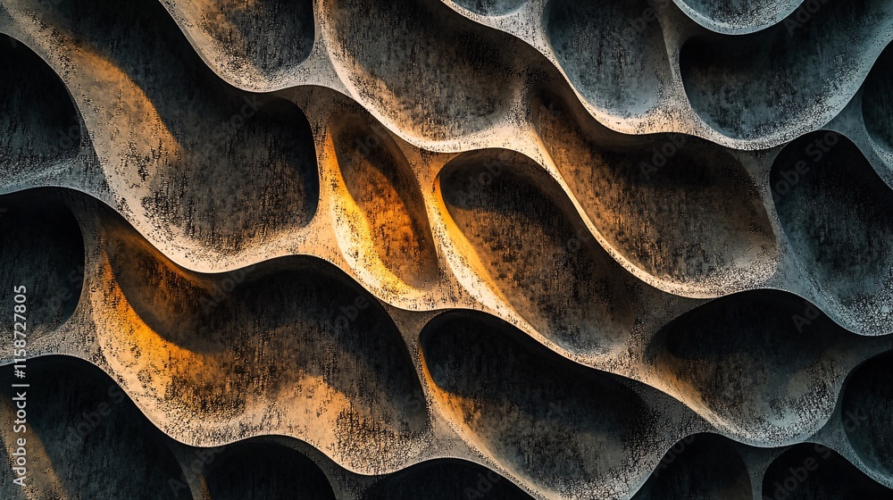 Poster abstract organic surface creating intriguing patterns with light and shadow