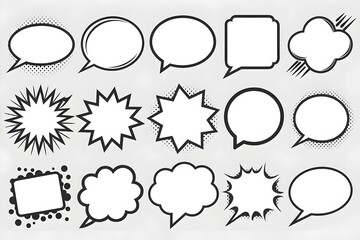 Fototapeta premium Comic-Style Speech and Thought Bubbles, Variety of Shapes and Designs.