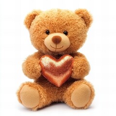 Obraz premium teddy bear with heart isolated on white