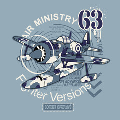 Old fighter plane kamikaze ,Vector illustration