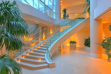 Fototapeta premium Elegant Grand Stairway with Modern Design Elements