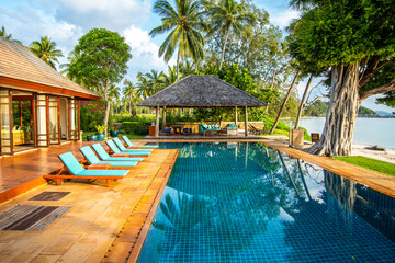South Samui views with beach villas, in koh Samui, Thailand