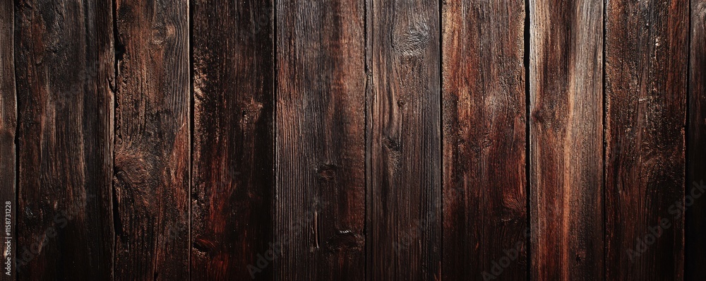 Poster dark brown wooden planks creating rustic textured background