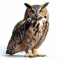 Fototapeta premium Majestic Owl on a Clean Canvas