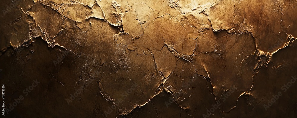 Aufkleber golden textured wall showing cracks and wear creating dramatic effect