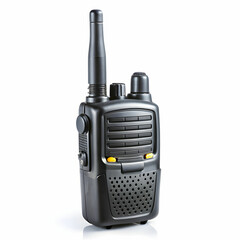 A modern, professional walkie-talkie with a sleek design, isolated on a white background,