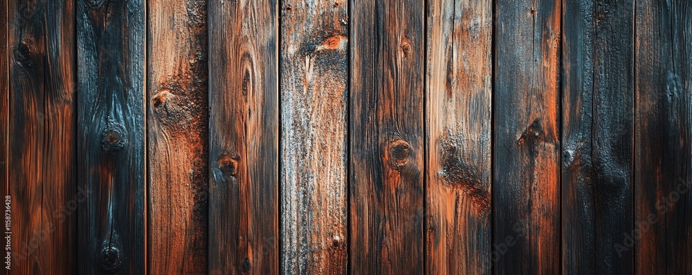Poster dark brown and gray weathered wooden boards creating rustic texture background