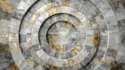 Fototapeta premium Abstract concentric circles of grey and gold stone.
