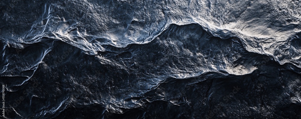 Poster Dark rock face forms abstract natural background texture