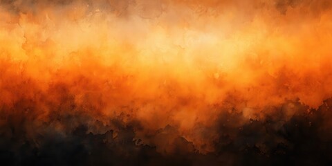 Warm orange and black watercolour gradient autumn background with subtle texture, perfect for spooky or Halloween-themed designs